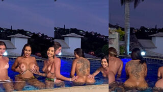 lesbians having fun in pool with big tits tease Biatrois